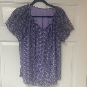 Source Unknown Purple Patterned Blouse